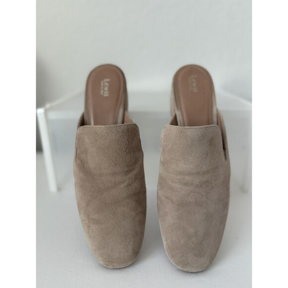 LEWIT Bianca pale beige suede slip on block heel mules Size‎ 7.5 Med - Picture 1 of 7